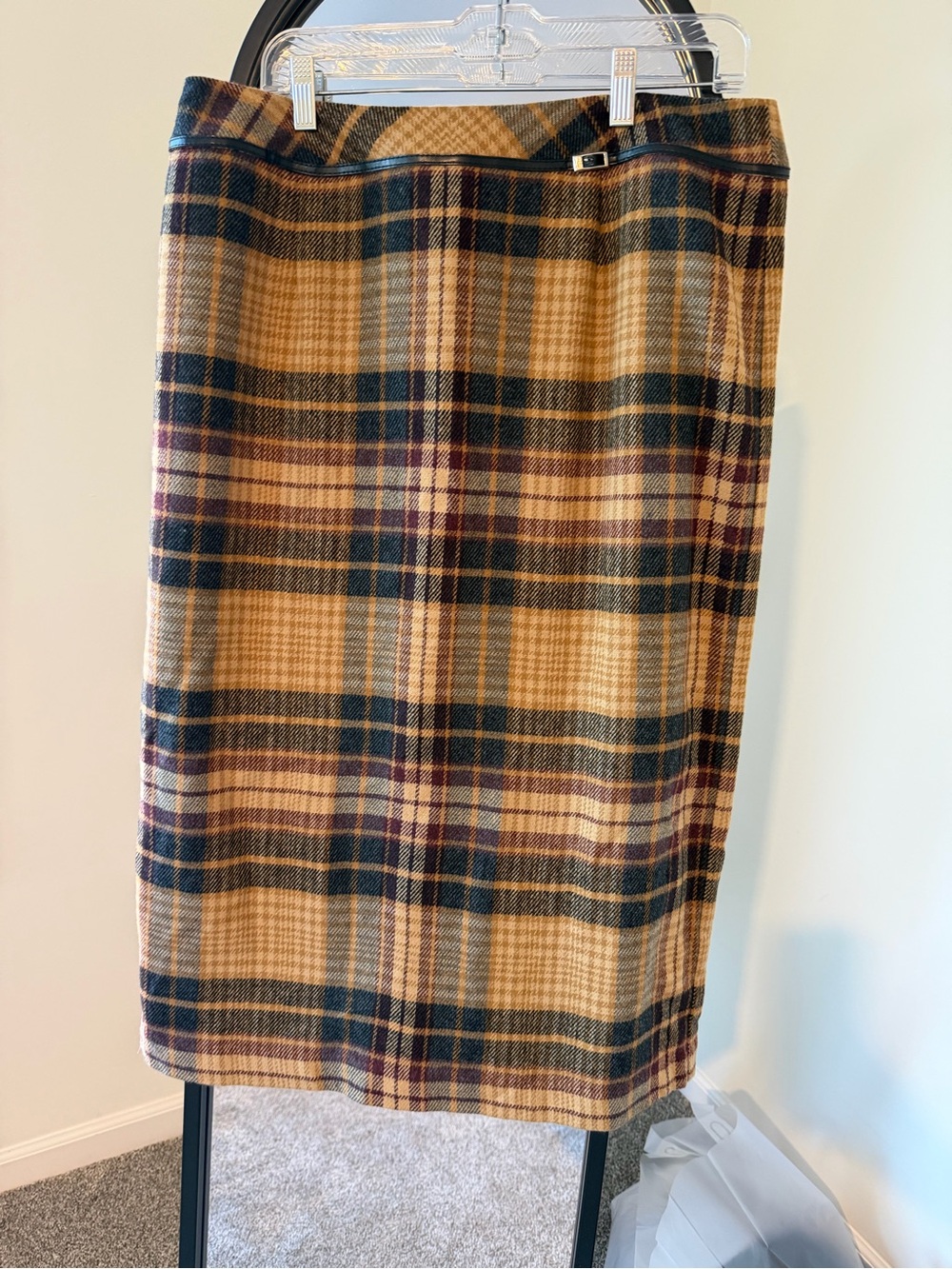 Cottagecore or Y2K plaid wool mix skirt